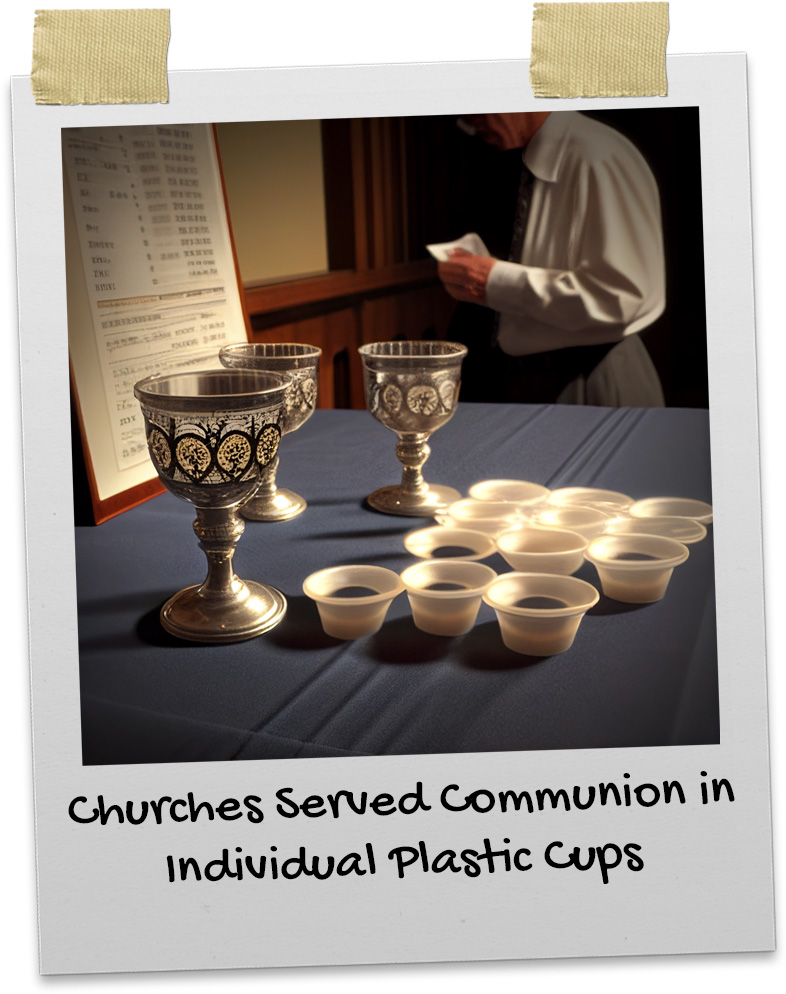 Communion being served in single serving cups