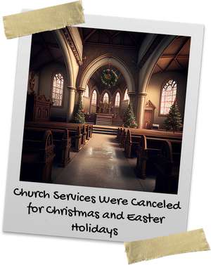 Empty church decorated with Christmas decorations