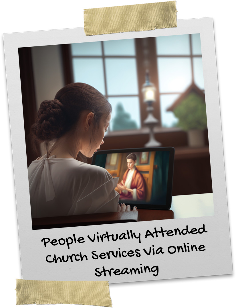 Young lady attends a church service virtually on an iPad