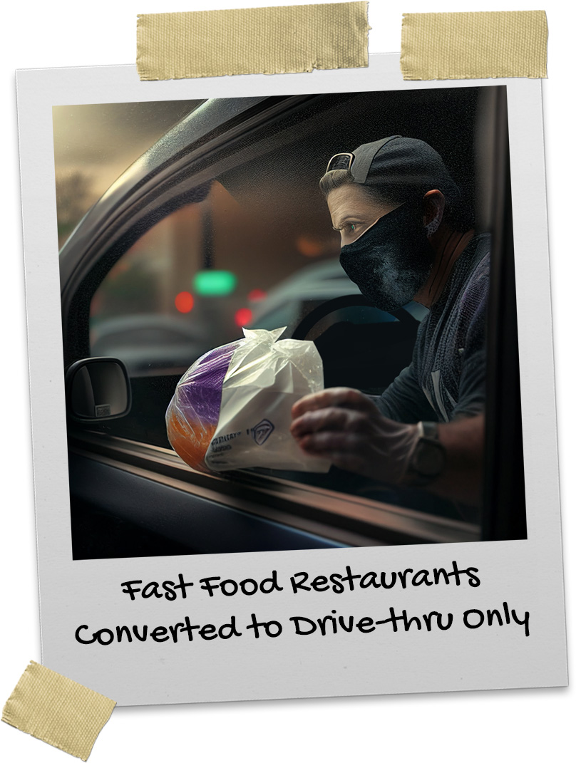 Guy wearing a face mask grabs food at a Taco Bell drive-thru