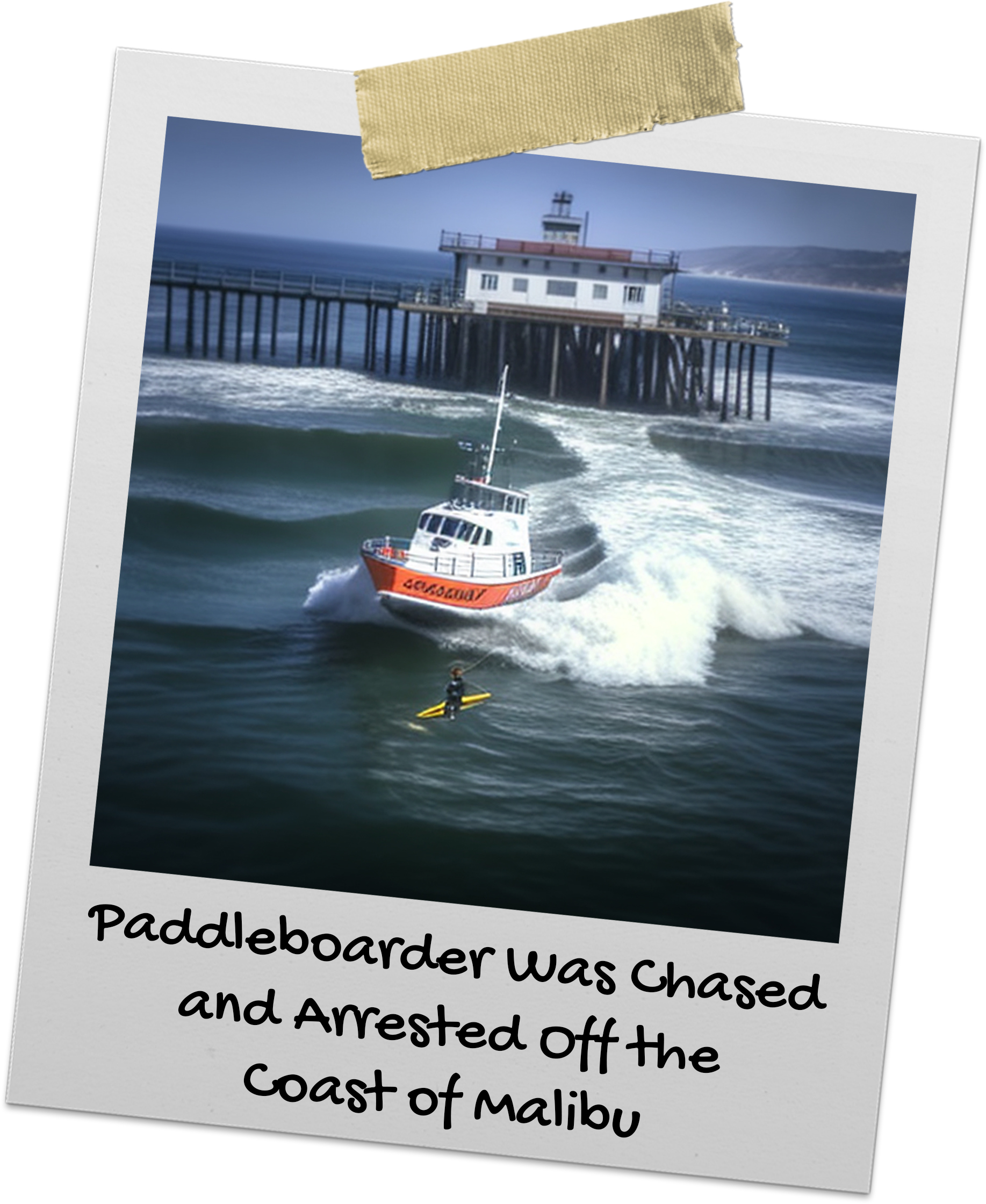 Paddleboarder being chased off the coast of Malibu