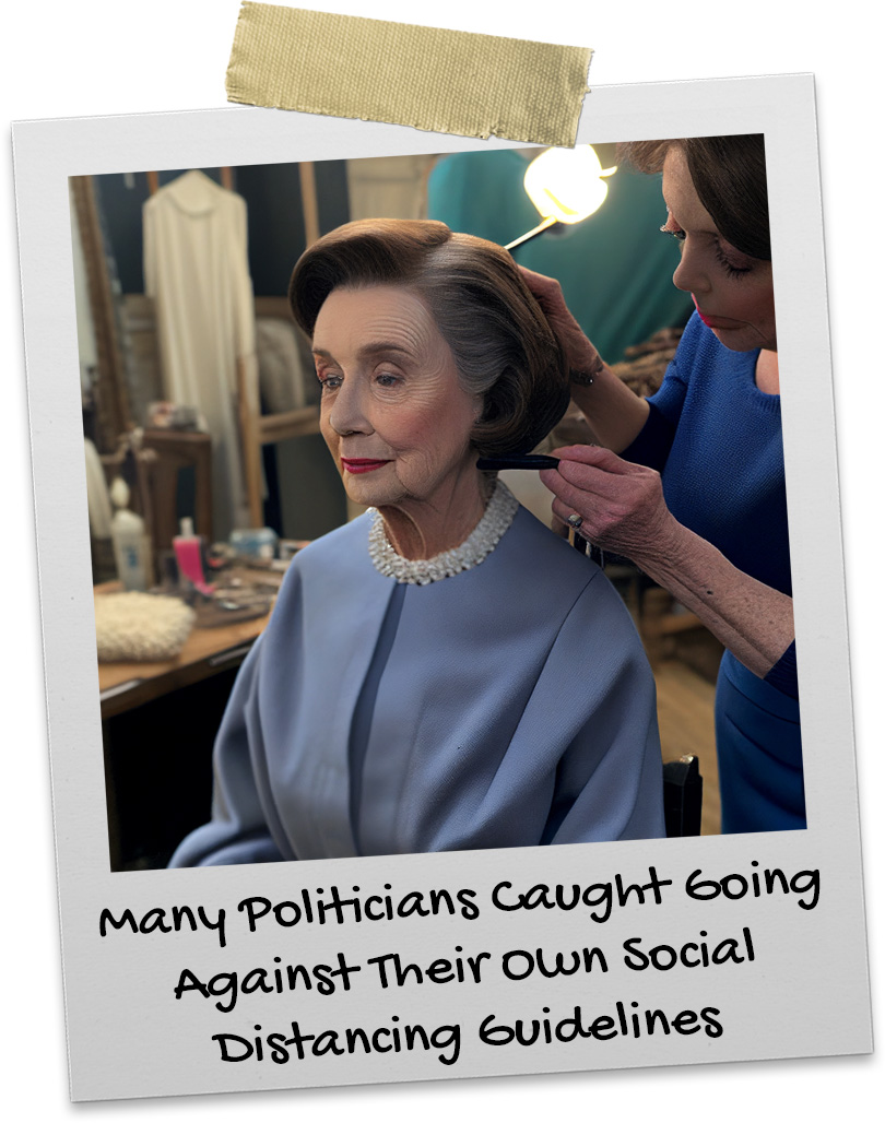 Nancy Pelosi getting her hair done in a salon breaking the COVID-19 protocols